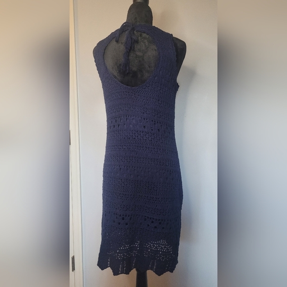 Maurices Open Knit Open Back Mini Navy Blue Dress. Size M. - Picture 4 of 6